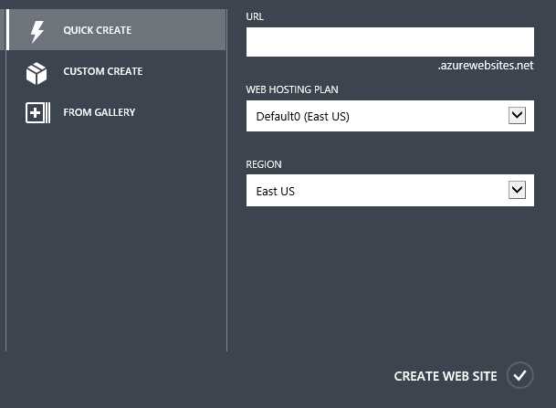 Quick Create options