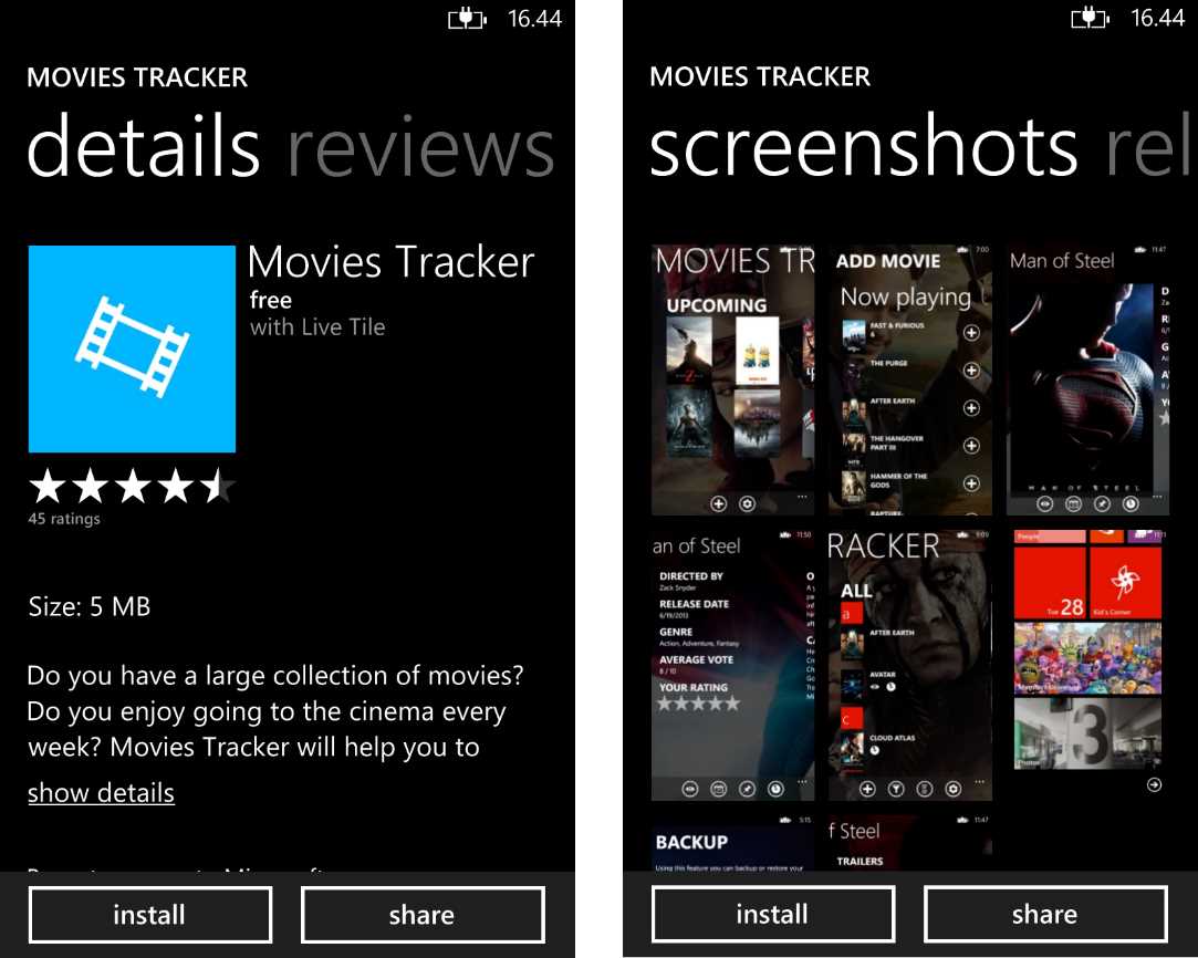 Information about the App Displayed in the Store