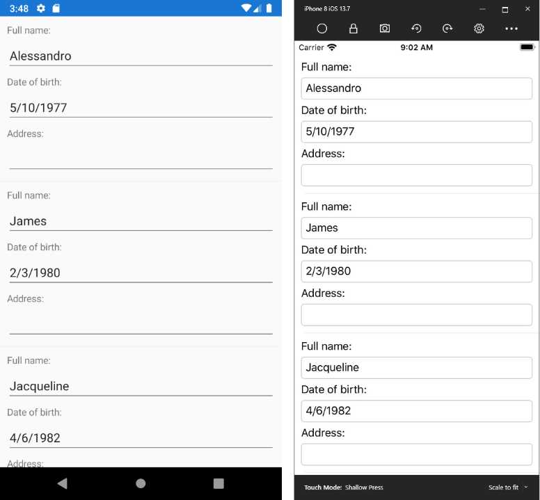 A data-bound ListView