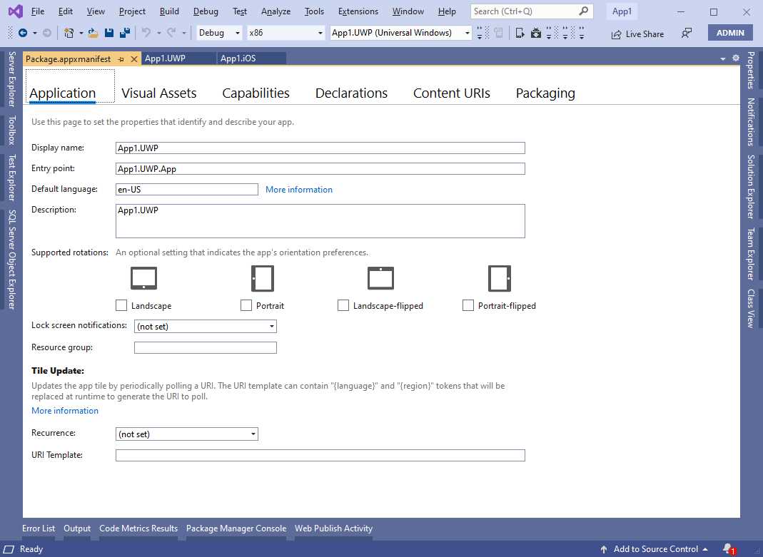 Editing metadata in UWP projects