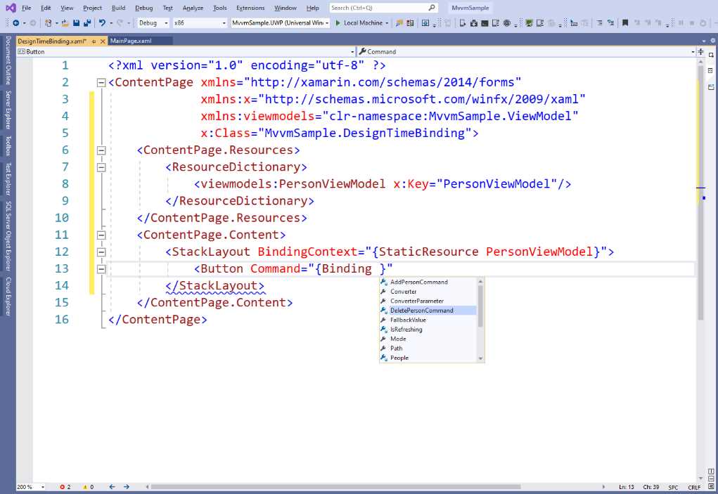 IntelliSense support for data-binding expressions