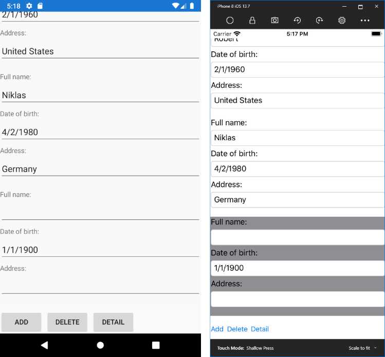 Showing a list of people and adding a new person with MVVM