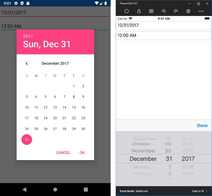 The DatePicker in action