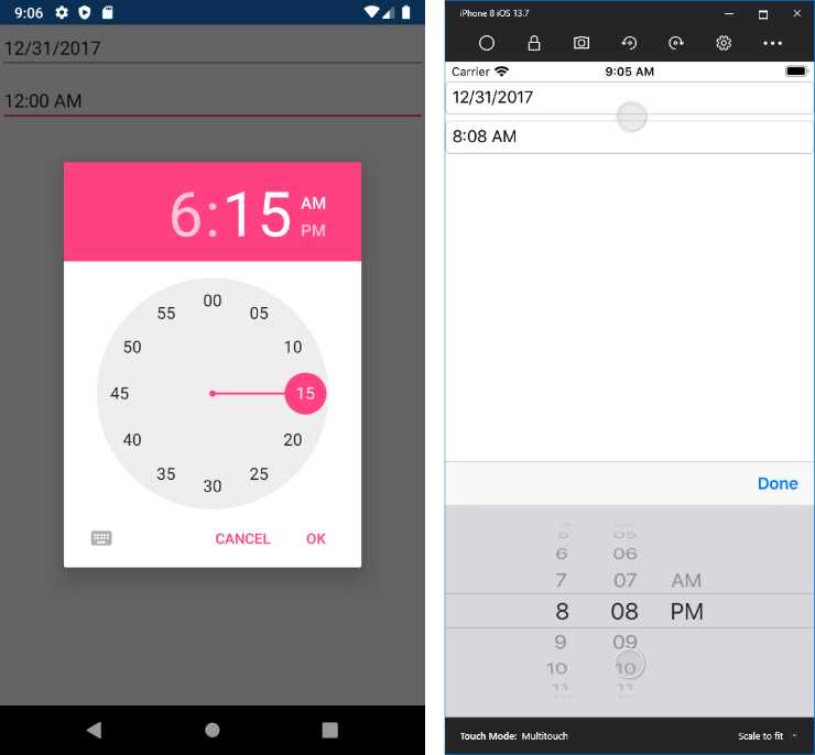 The TimePicker in action