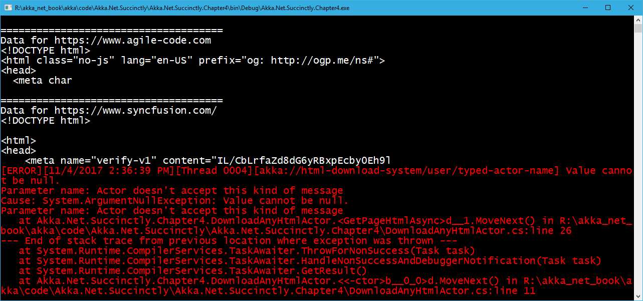 Output of DownloadAnyHtmlActor execution
