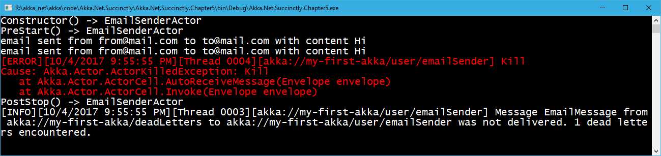 Sending the Kill message to an actor result
