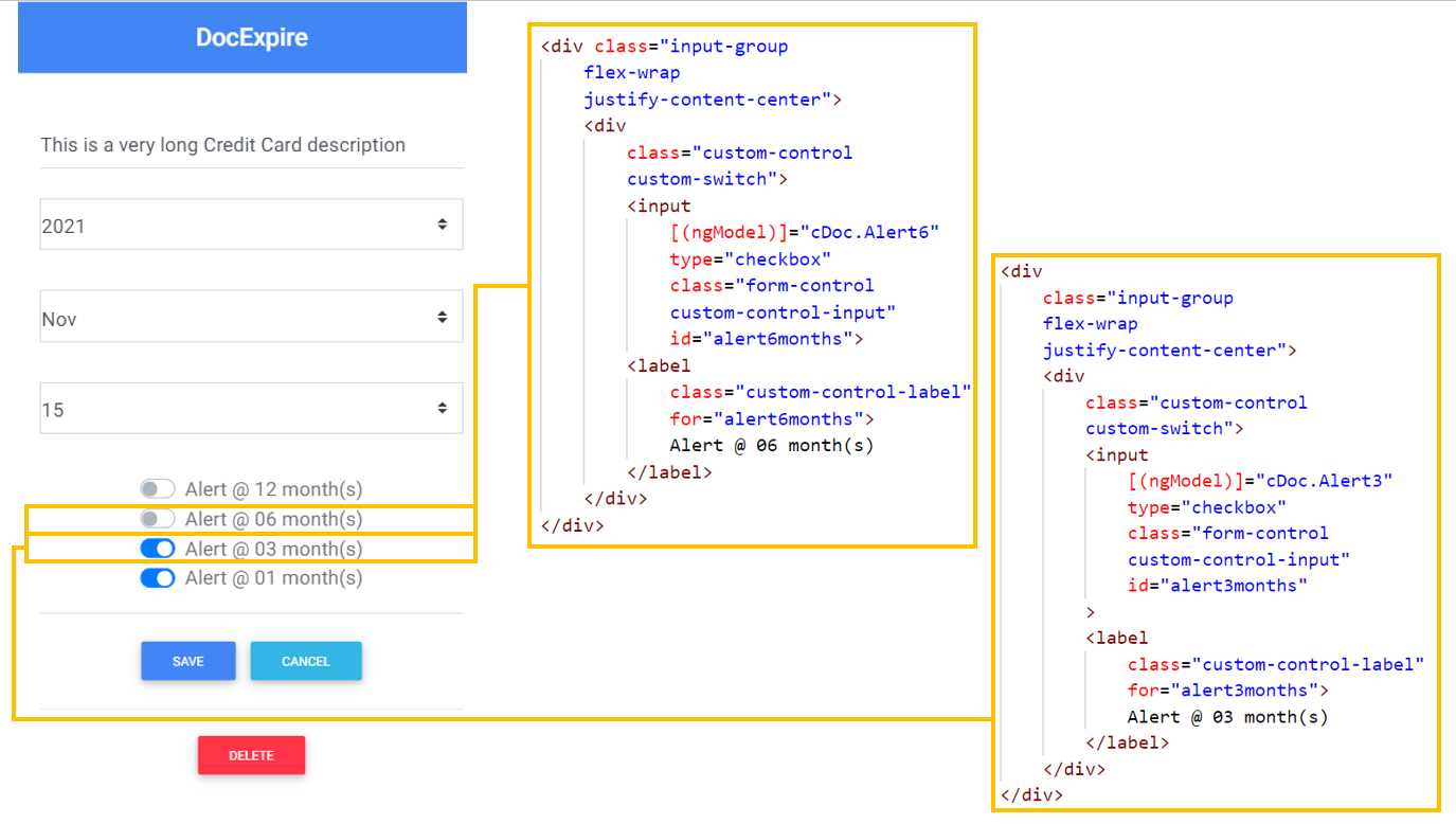 6 and 3 Months Alerts—Form Component