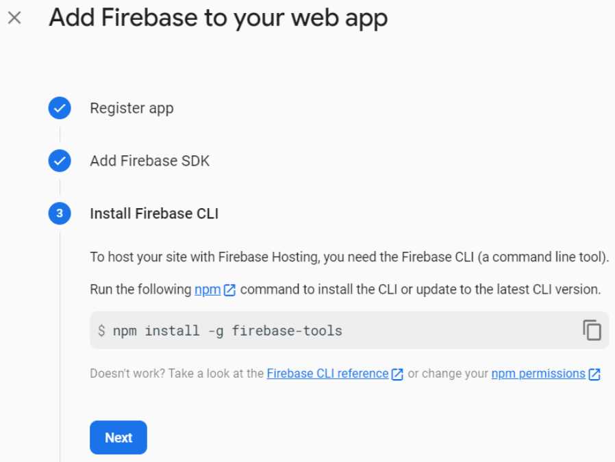 Add Firebase to your web app (Install Firebase CLI)