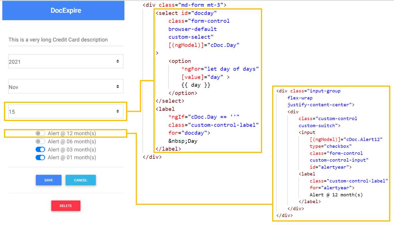 Day and 12 Months Alert—Form Component