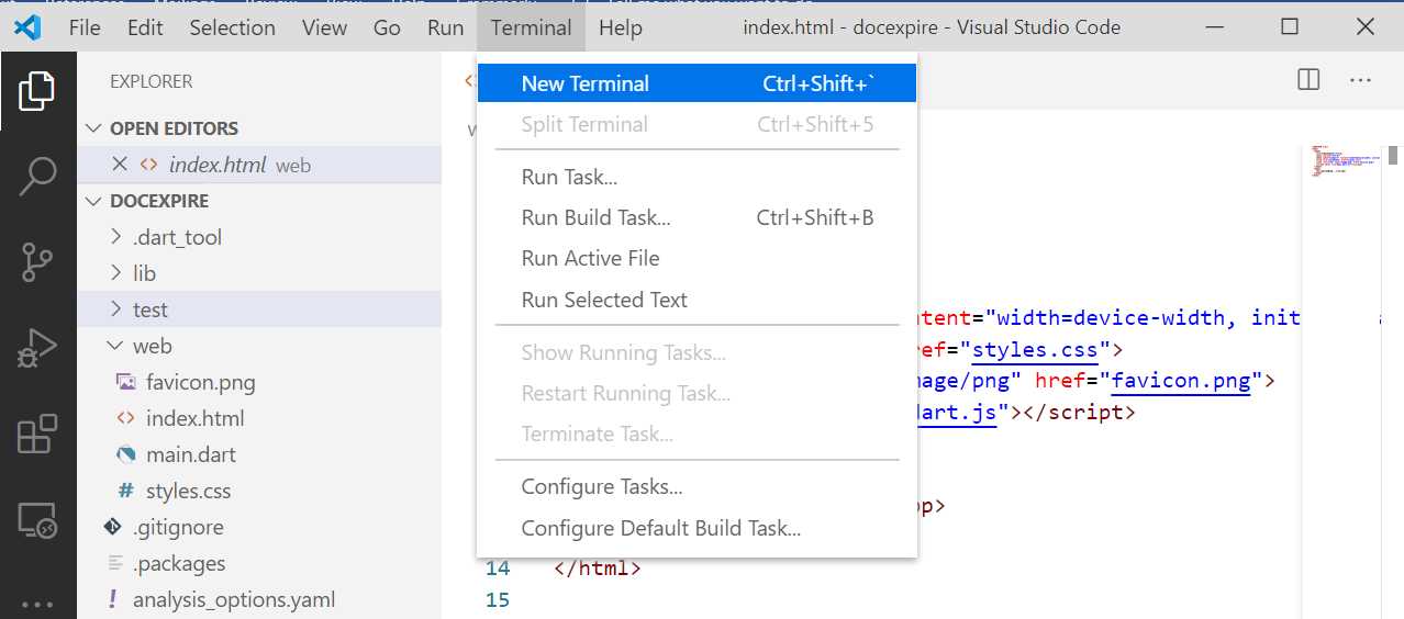 Opening the Built-In VS Code Terminal