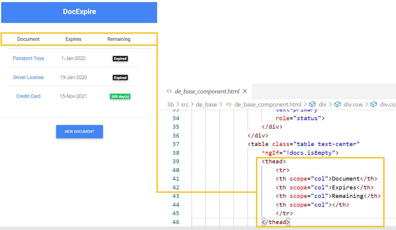 Table Header—Base Component
