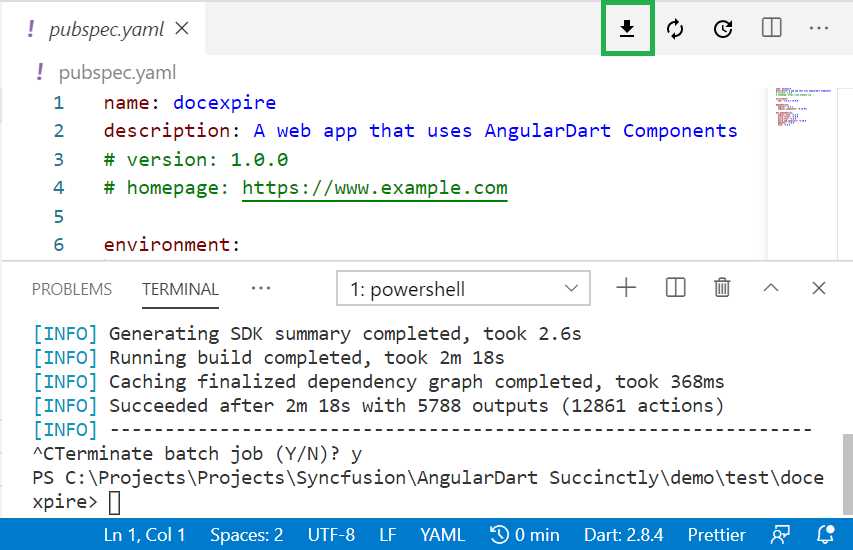 The Dependencies Update Button (pubspec.yaml – VS Code)