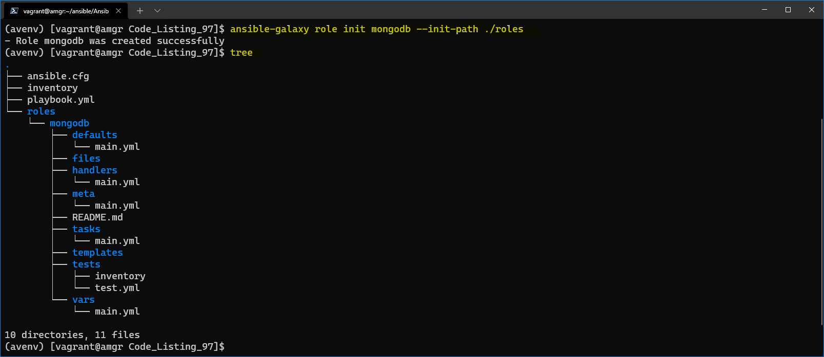 Creation of the mongodb role
