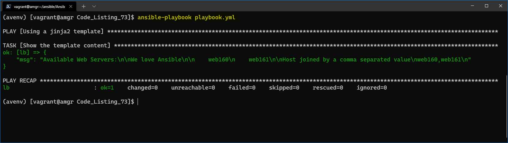 Debug output of the template