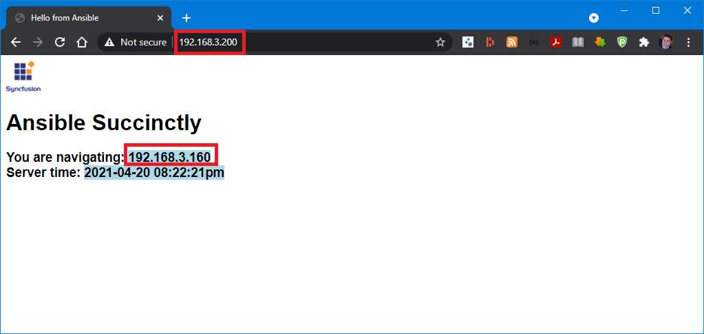 HAProxy using the content from web160 (192.168.3.160)