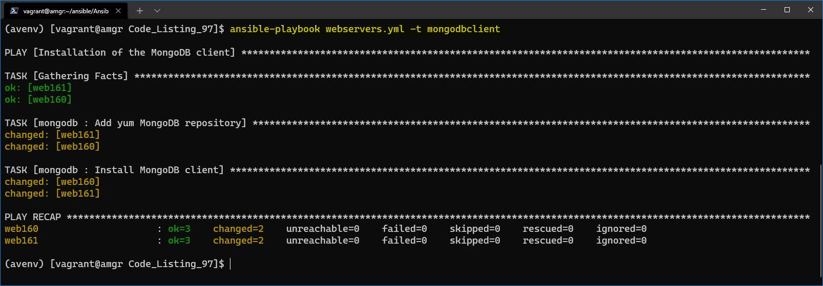 MongoDB client installed on webservers
