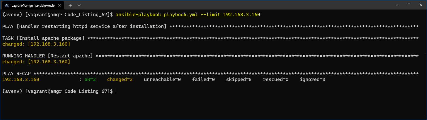 Result—handler restarting Apache package