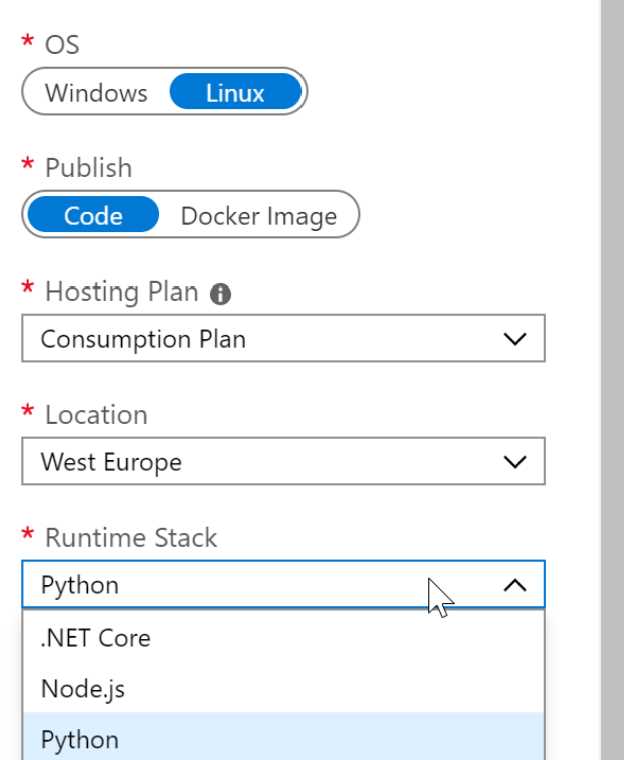 Creating a Linux-based function app