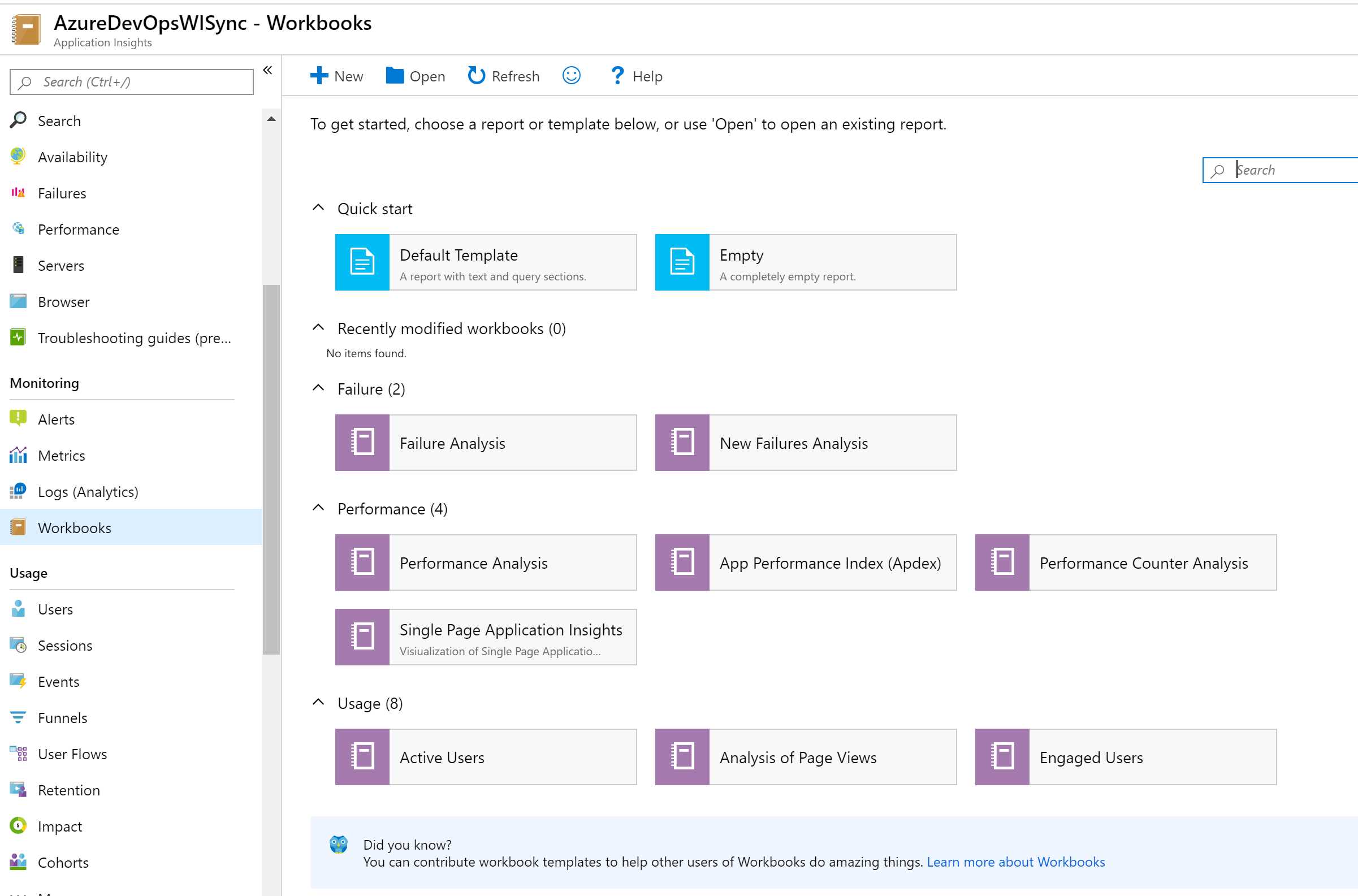 Creating a new Azure Monitor workbook