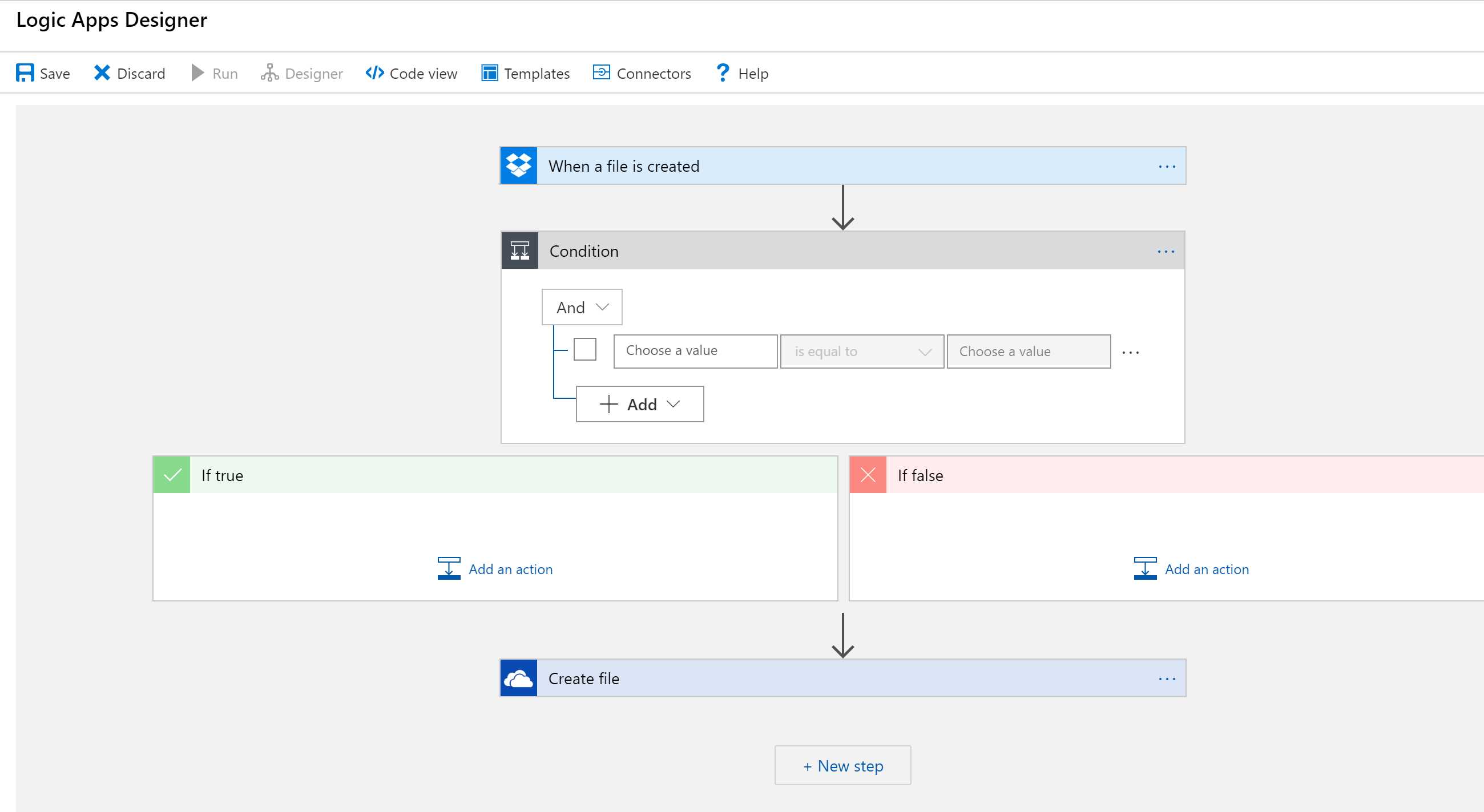 Logic Apps Designer workflow