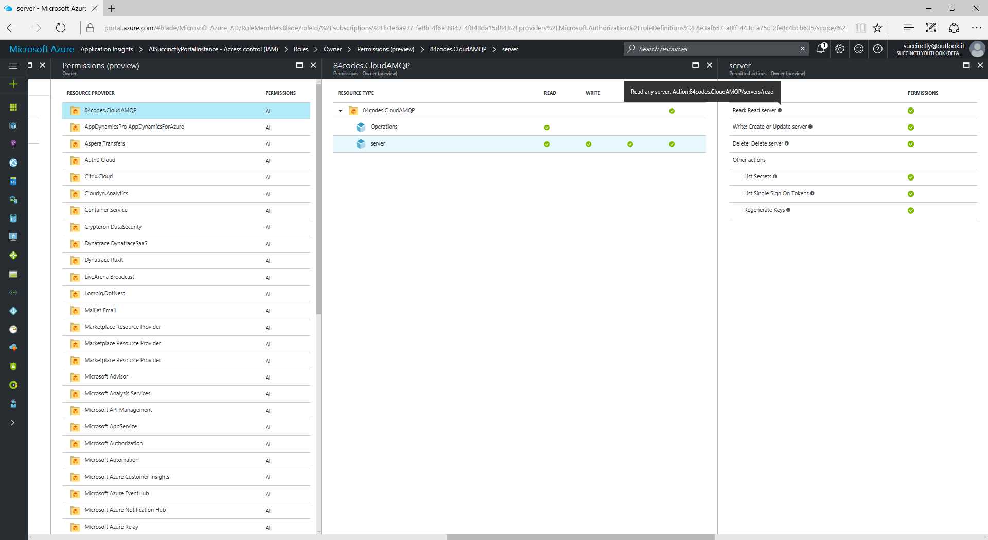 Actions Allowed for a Single Role