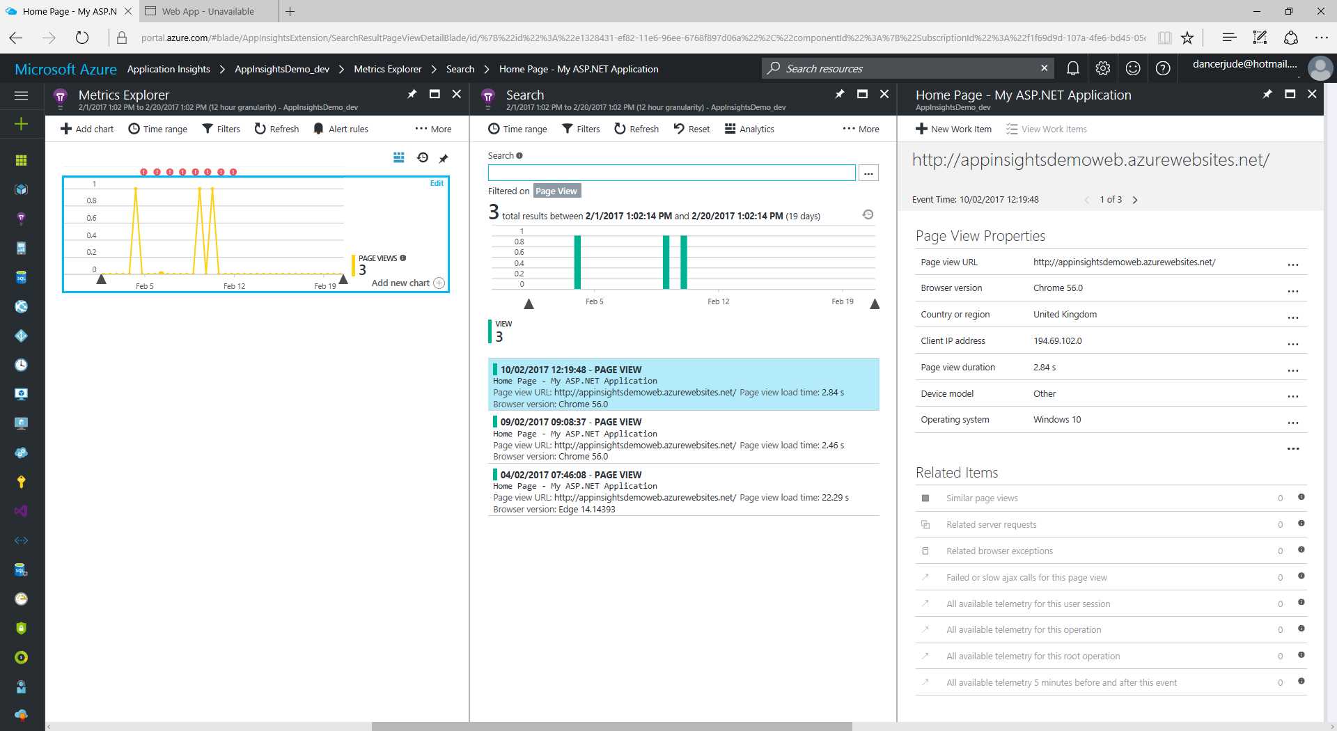 Details for a Page View Metric Record