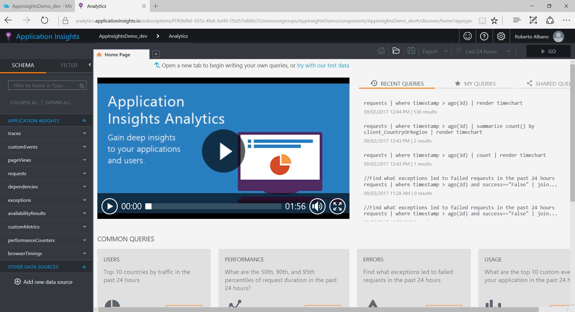 The Application Insights Analytics Portal