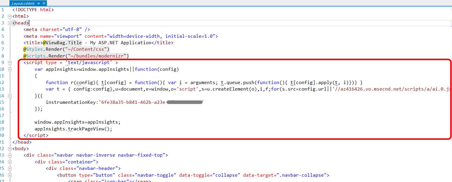 The Application Insights JavaScript Snippet
