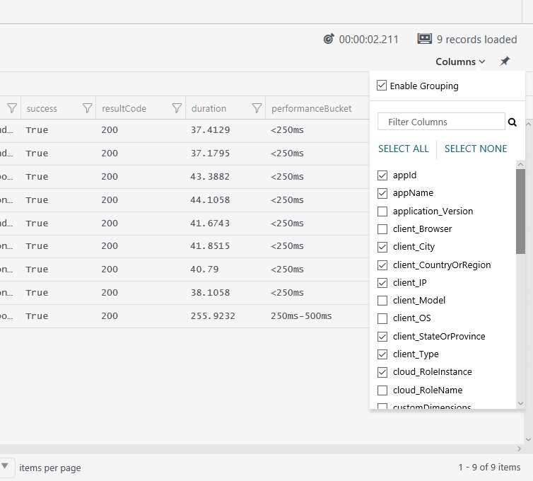 The Columns Selector