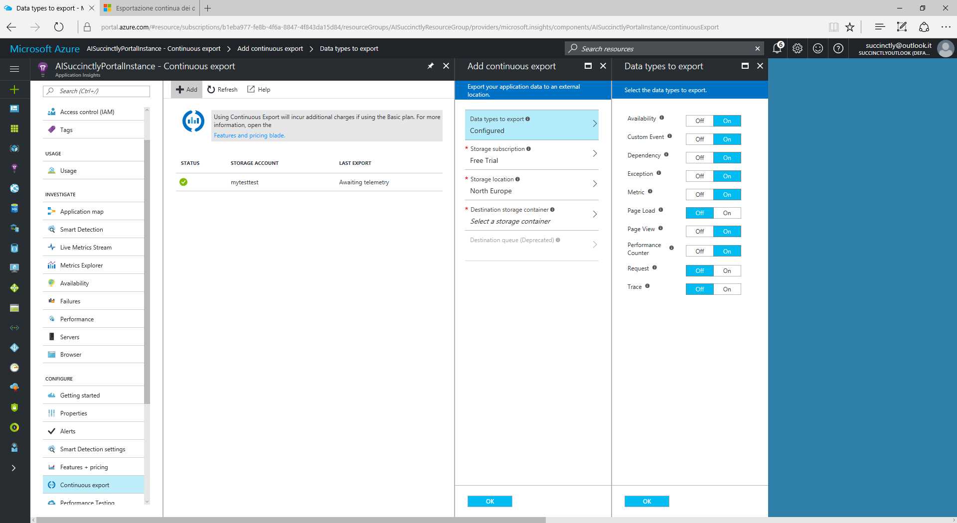 The Continuous Export Feature