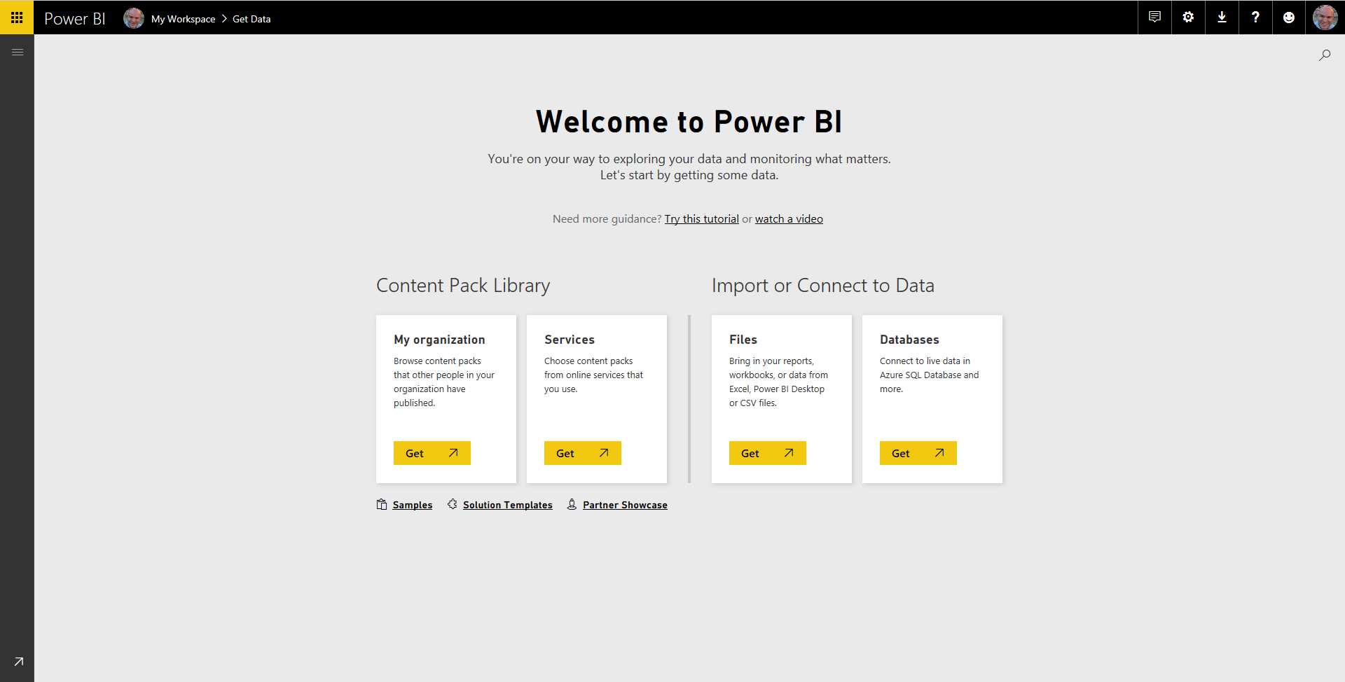 The Power BI Main Page