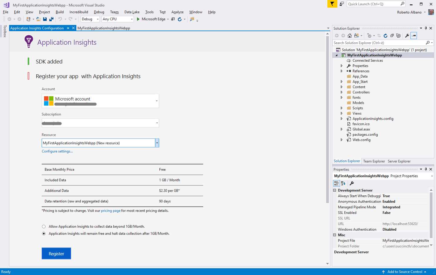 The Web Application Registration