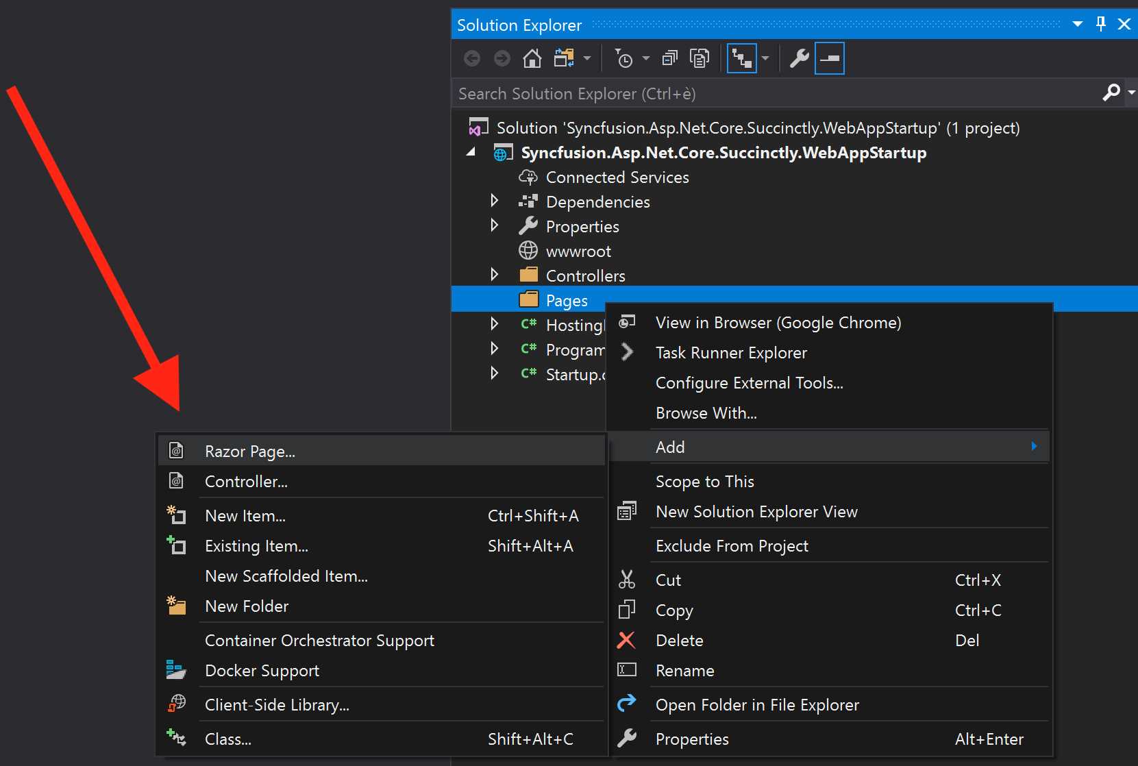 “Add Razor Page” Menu Item