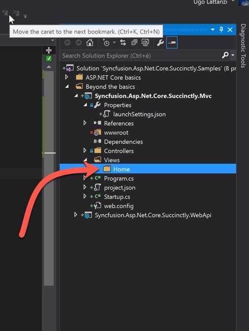 The Views Folder for the Home Controller