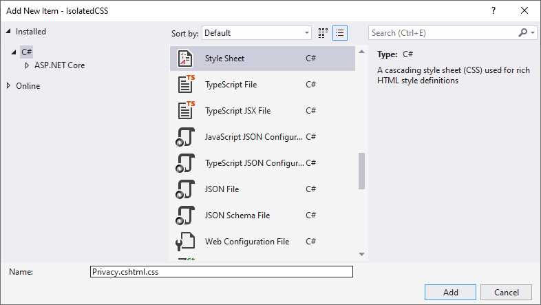 Adding the Isolated CSS File