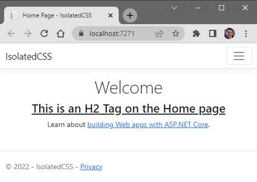 The Home Page Still Using the site.css
