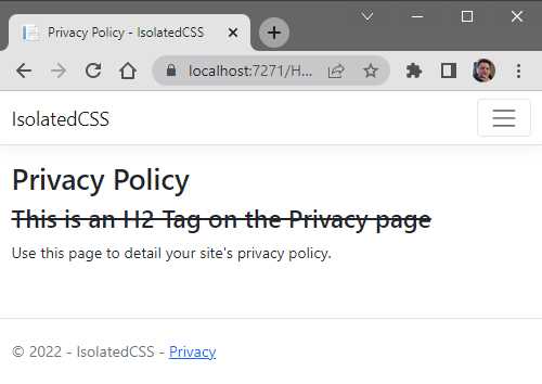 The Privacy Page Using the Isolated CSS File