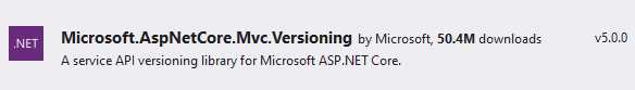 Adding ASP.NET Core versioning NuGet package
