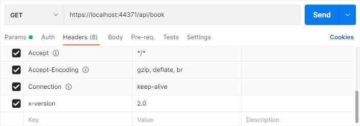 Specify a version in the header