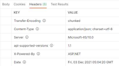 Supported API versions returned in header
