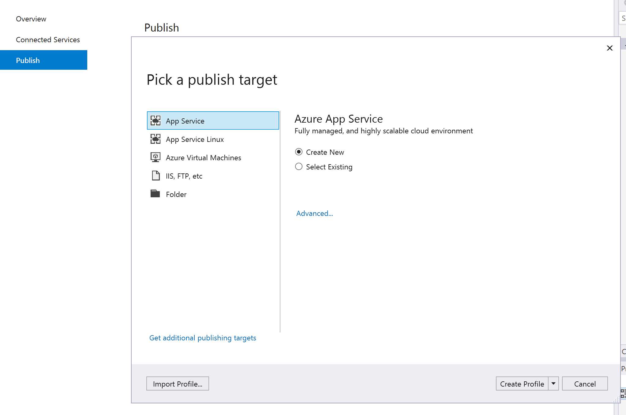 Select Publishing Targets