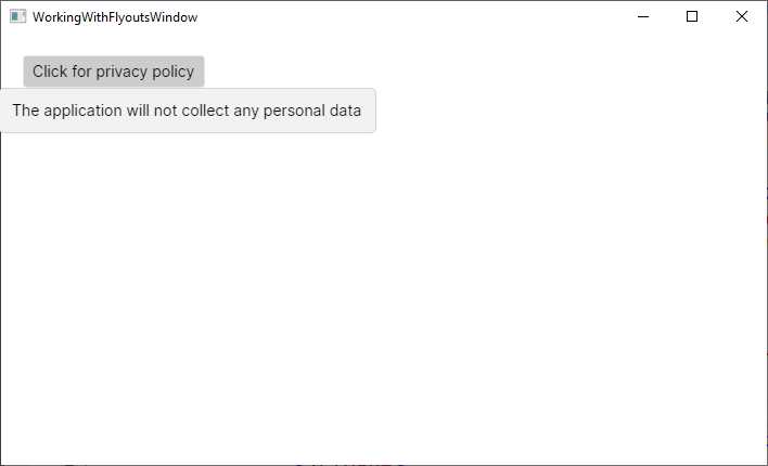 A Flyout opened with a Button