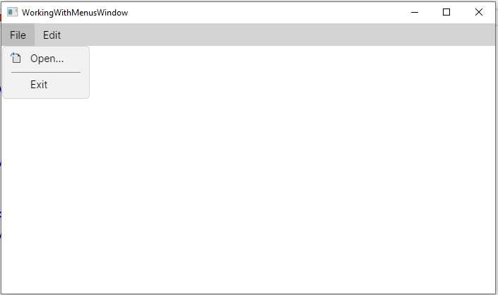 A menu in Avalonia UI