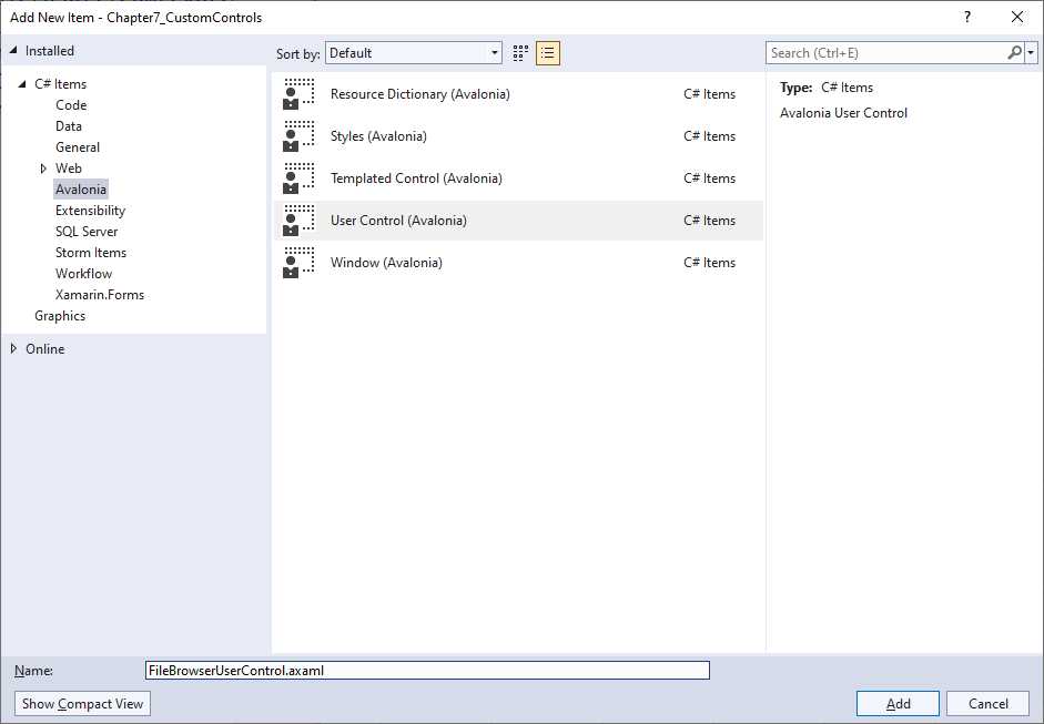Adding a new user control