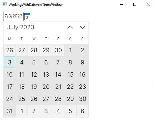 The CalendarDatePicker in action