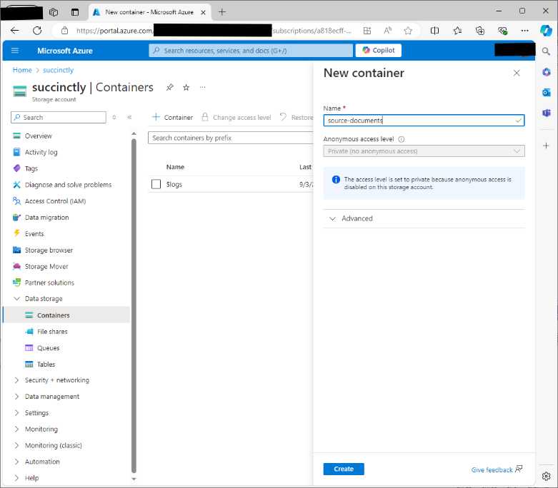 Creating a new container