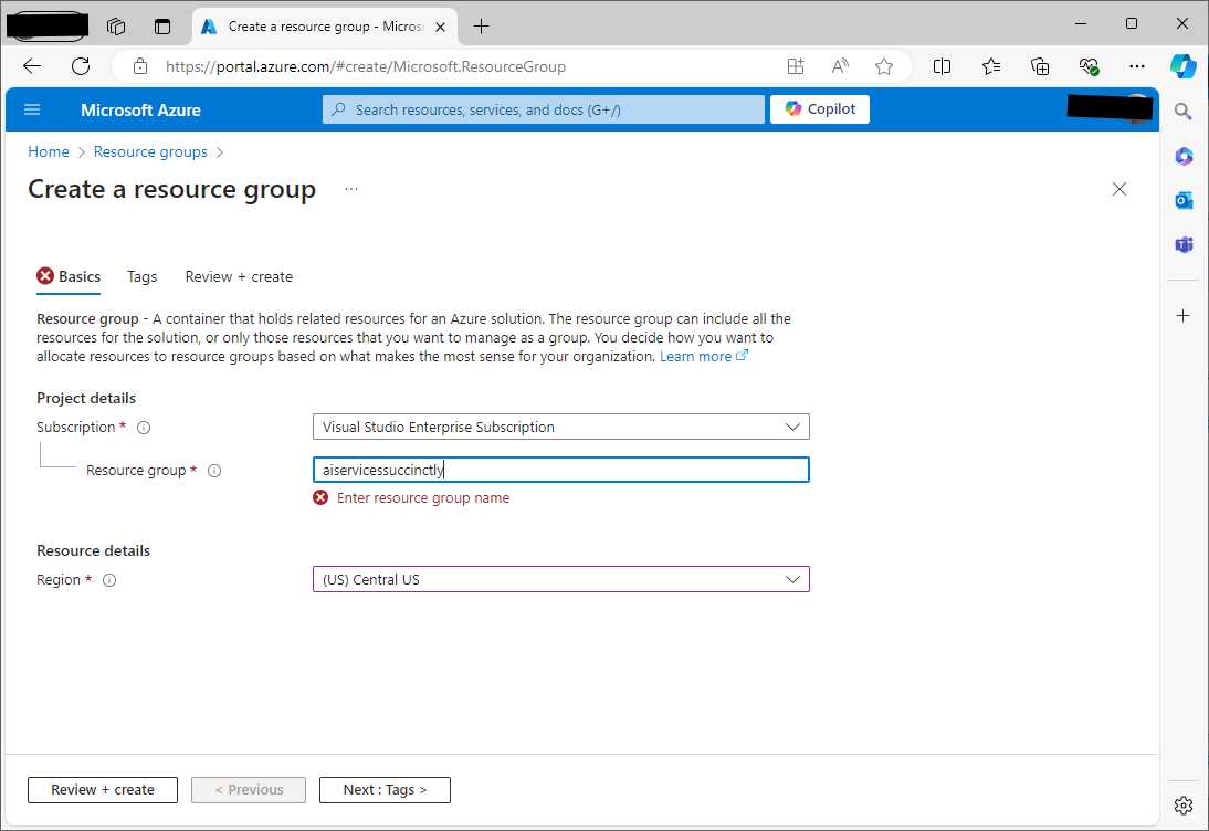 Creating a resource group