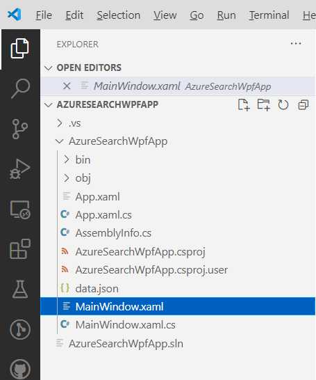 The new project opened in VS Code