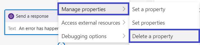 Composer – BeginDialog – Manage properties – Delete a property
