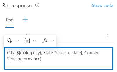 Composer – BeginDialog – Send a response – Bot responses